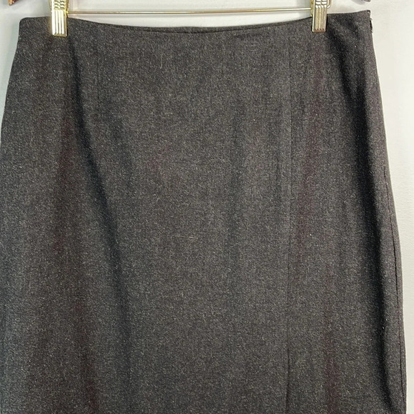 VINTAGE D’Allaird Wool Fringed Midi Skirt Dark Charcoal Burnt Orange Size Large - Picture 4 of 11